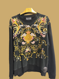 Felpa Nera Fantasia Dorata Rosa Versace Jeans Couture Tg L