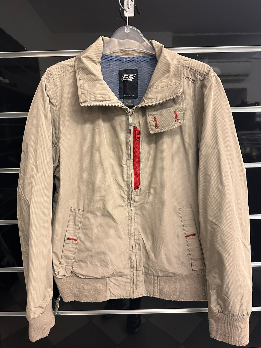 Giubbino Impermeabile Beige Zip Rossa Diesel Tg L