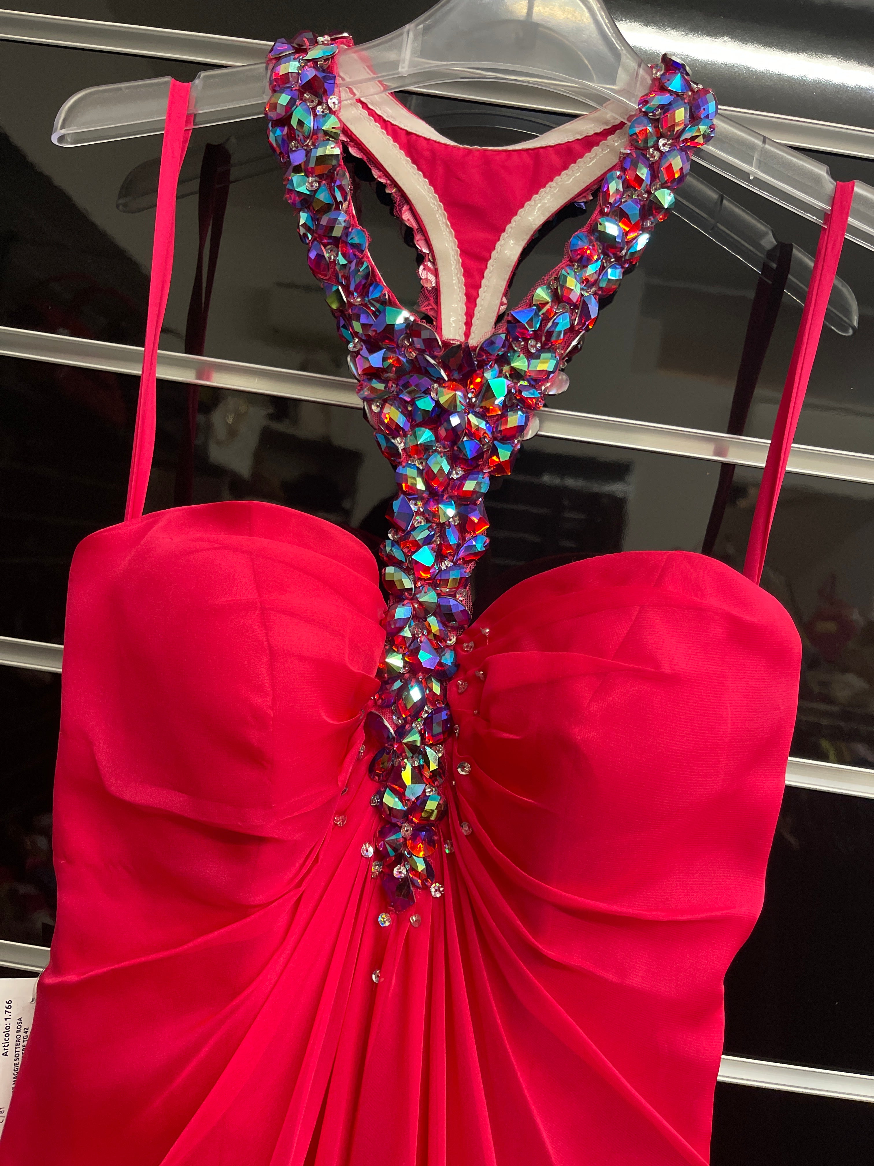 Abito Flirt Maggie Sottero Rosa Fuxia Con Scollo Pietre Tg 42