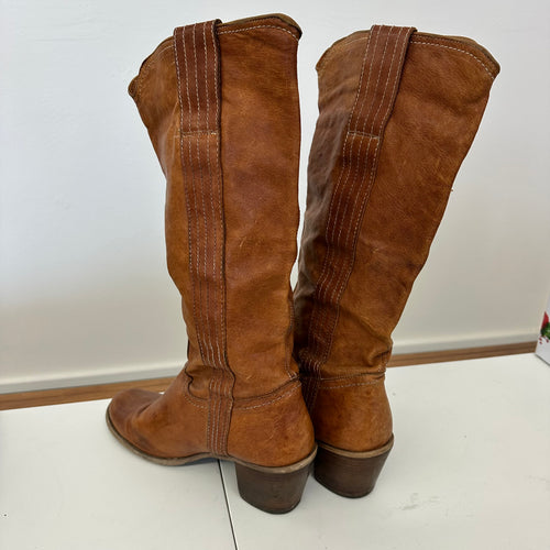 Stivale Pelle Marrone Made In Italy N 41
