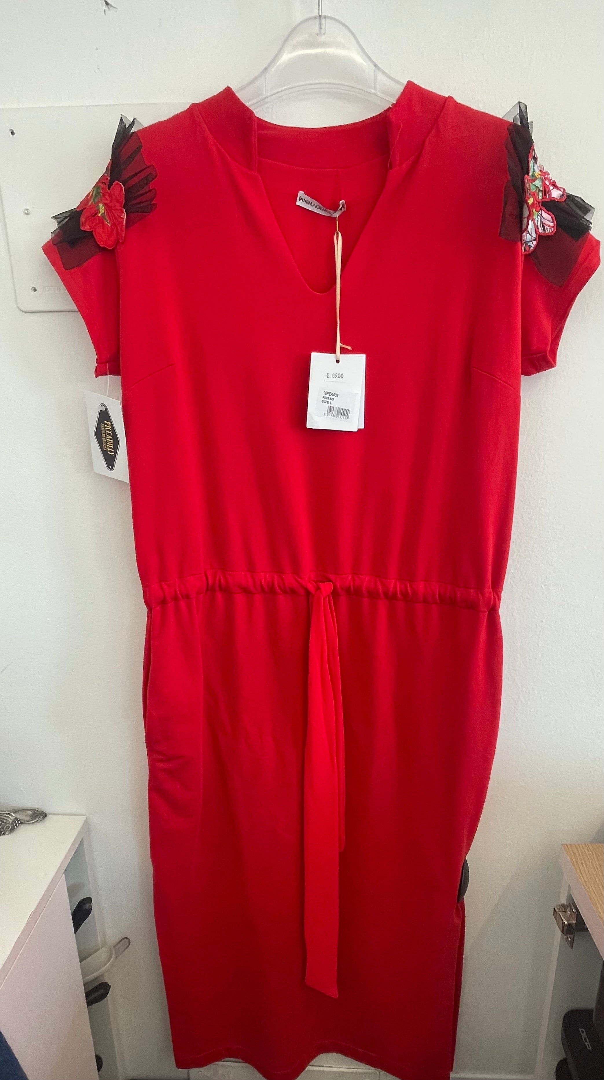 Abito Lungo Rosso Spacco Tg L Anima Gemella