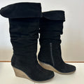 Stivale Alto Nero Camoscio Zeppa N 41