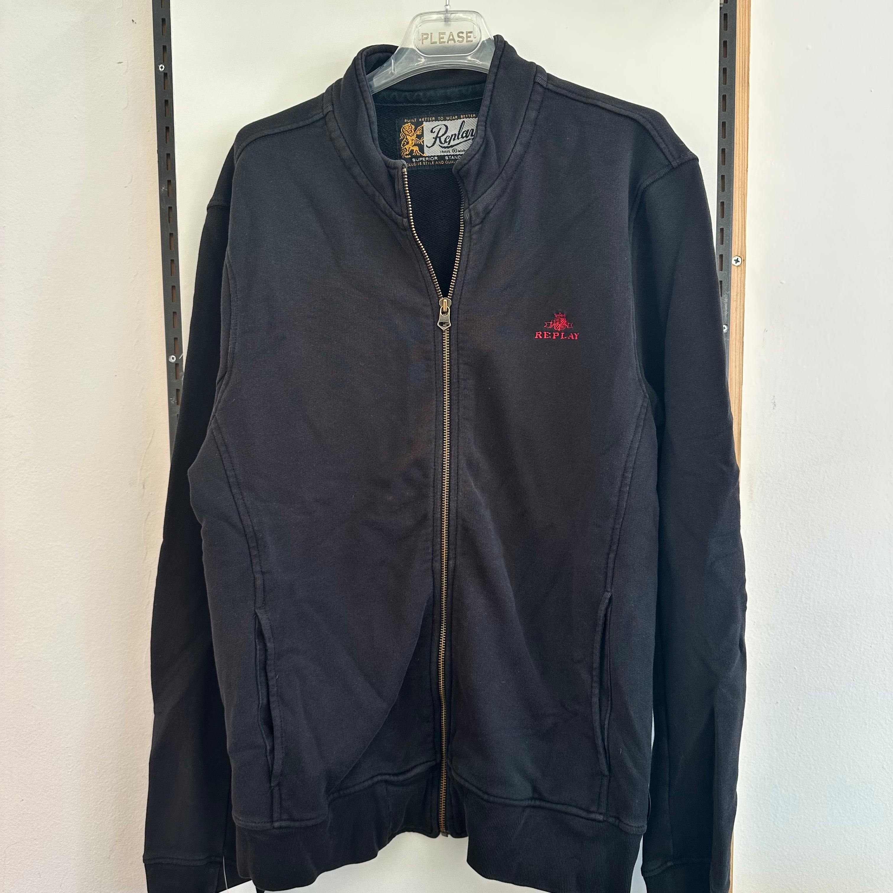 Felpa Nera Replay Zip Tg Xl