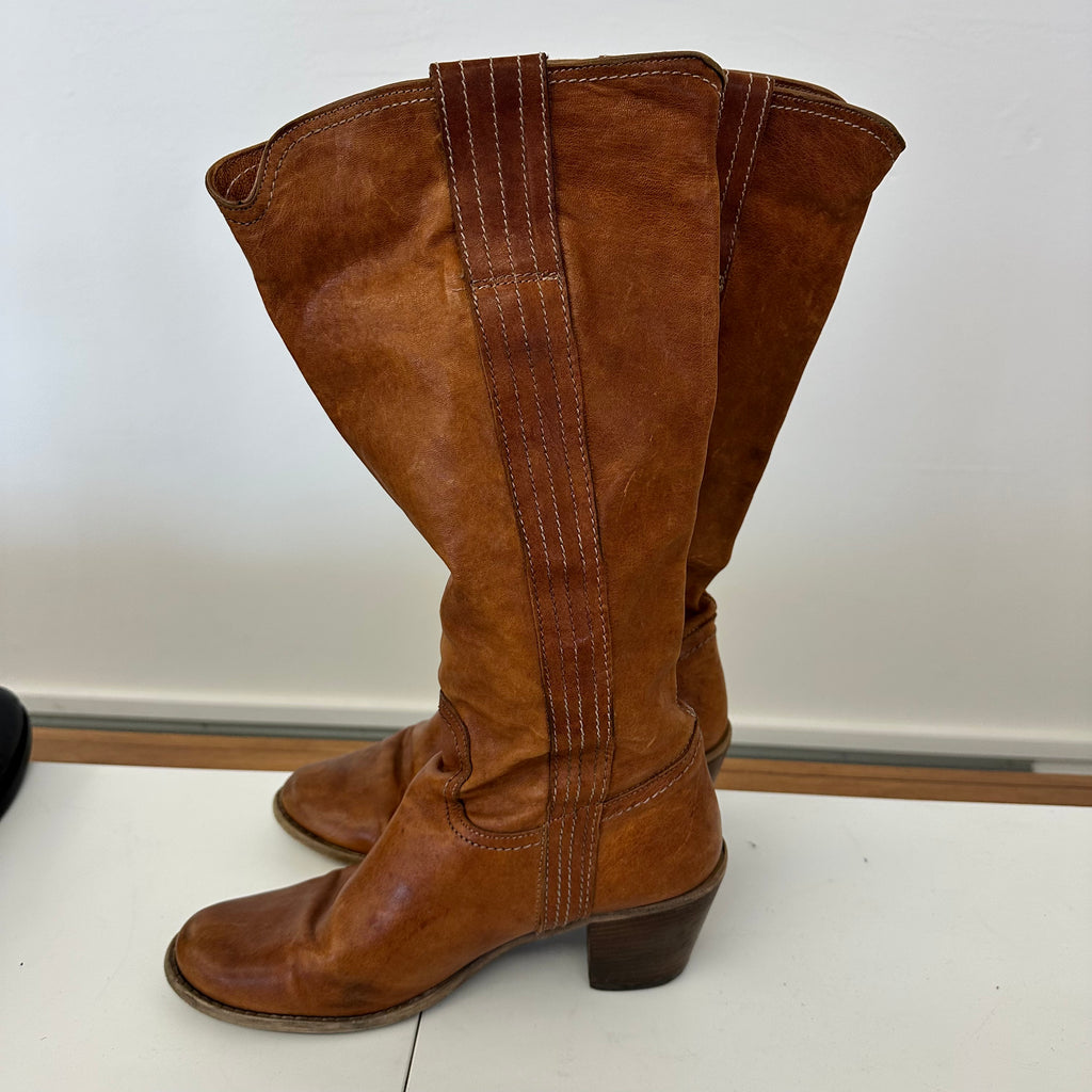 Stivale Pelle Marrone Made In Italy N 41