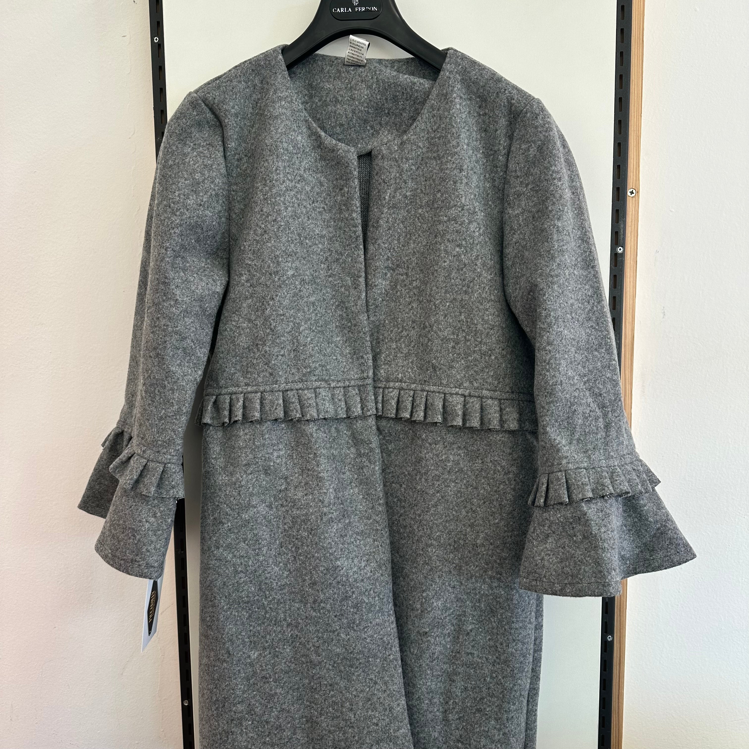 Cappottino Aperto Grigio Frufru Tg L