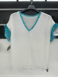 Maglietta Donna Bianca Bordo Brilli Azz
