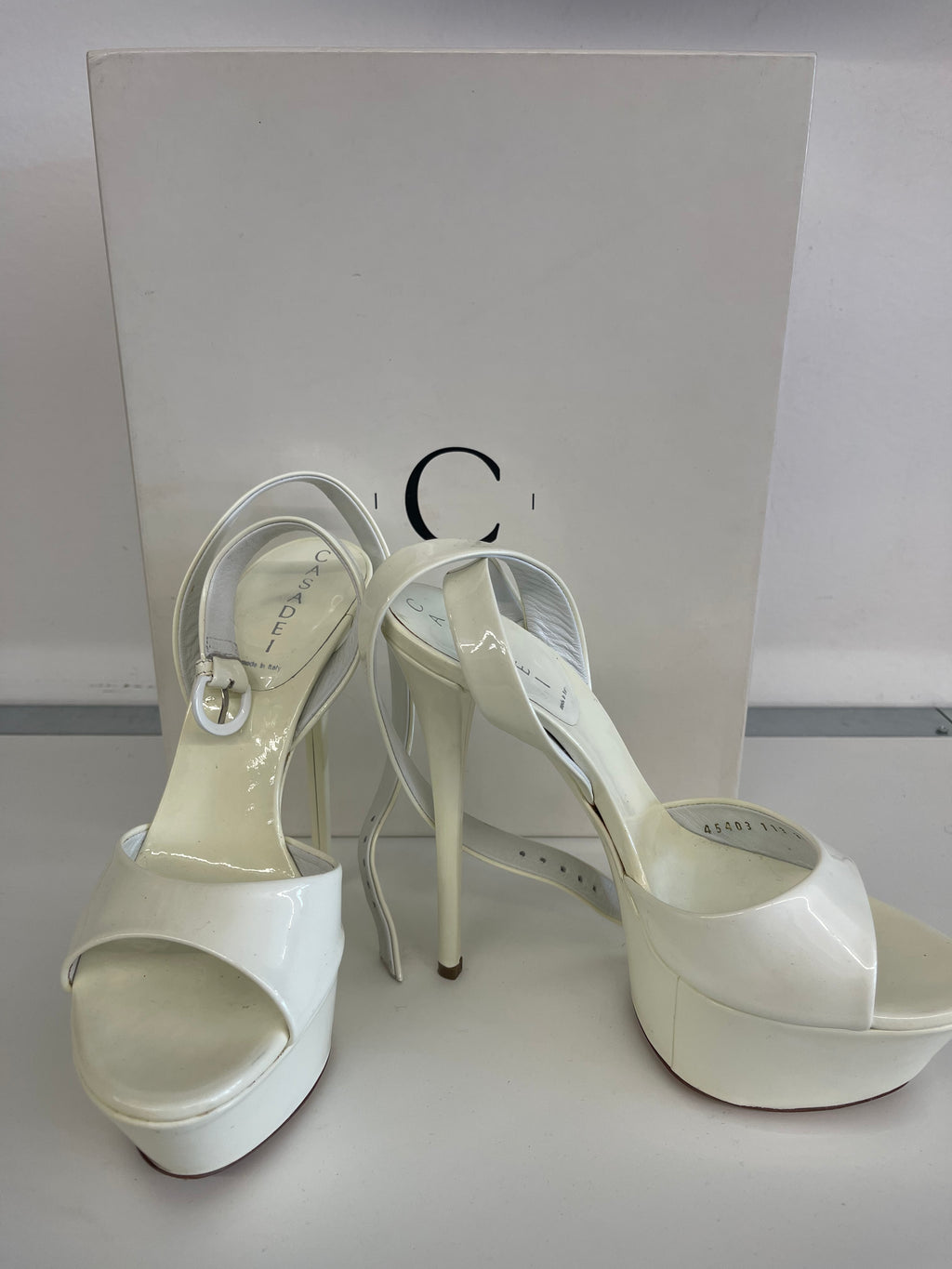 Sandalo Tacco Aperto Bianco Casadei N 36