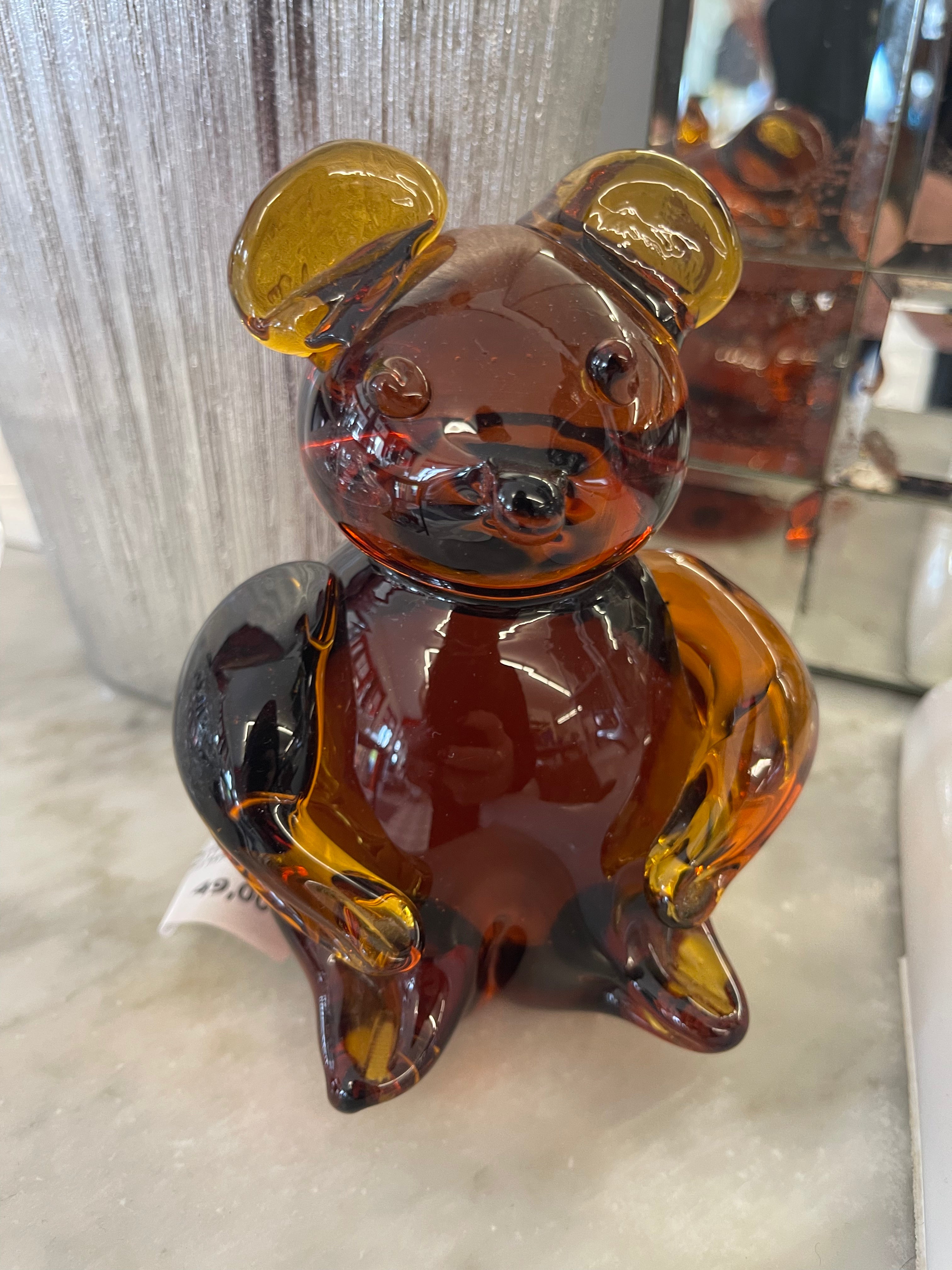 Orsetto Vetro Murano Marrone