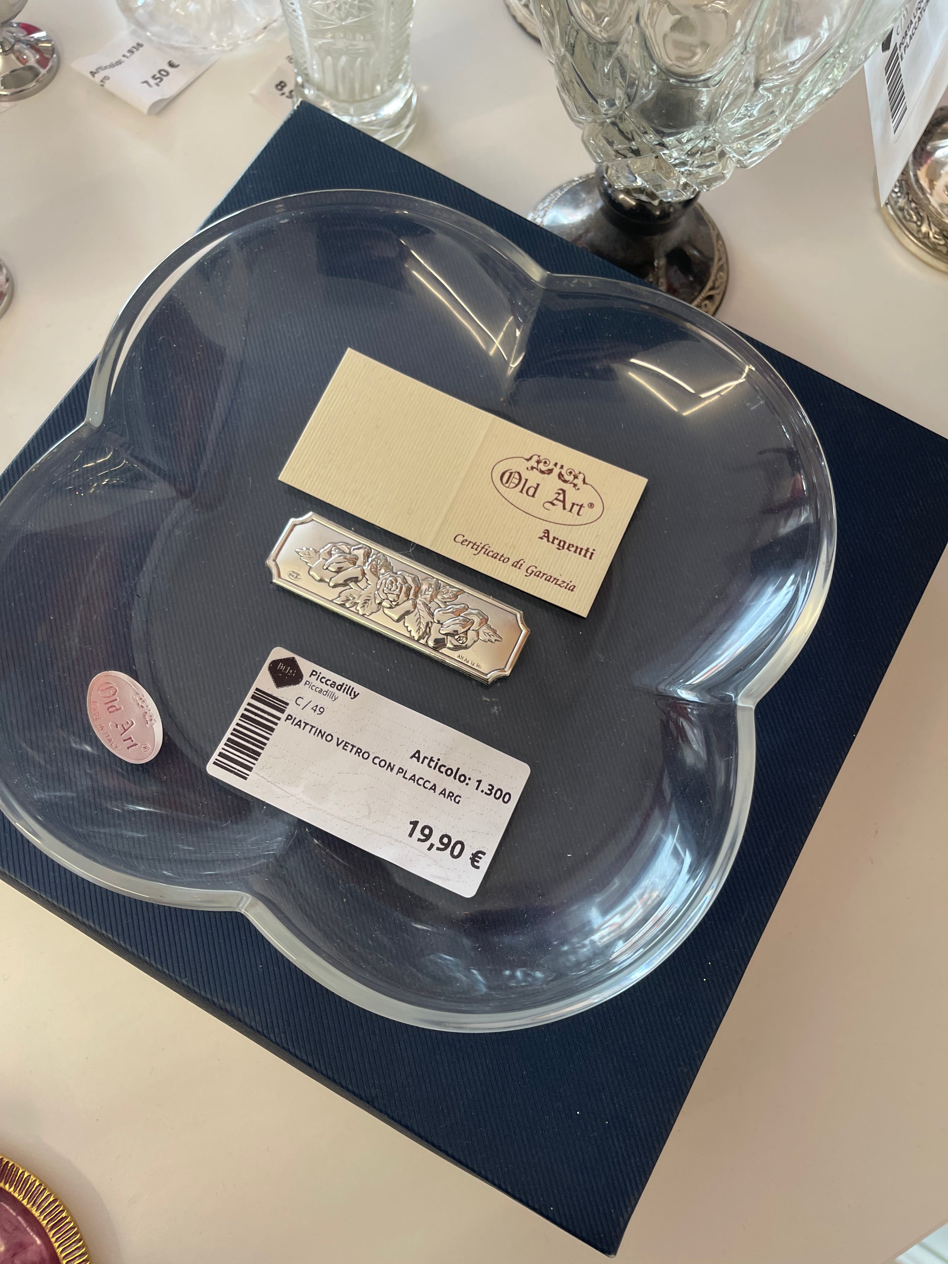 Piattino Vetro Con Placca Arg