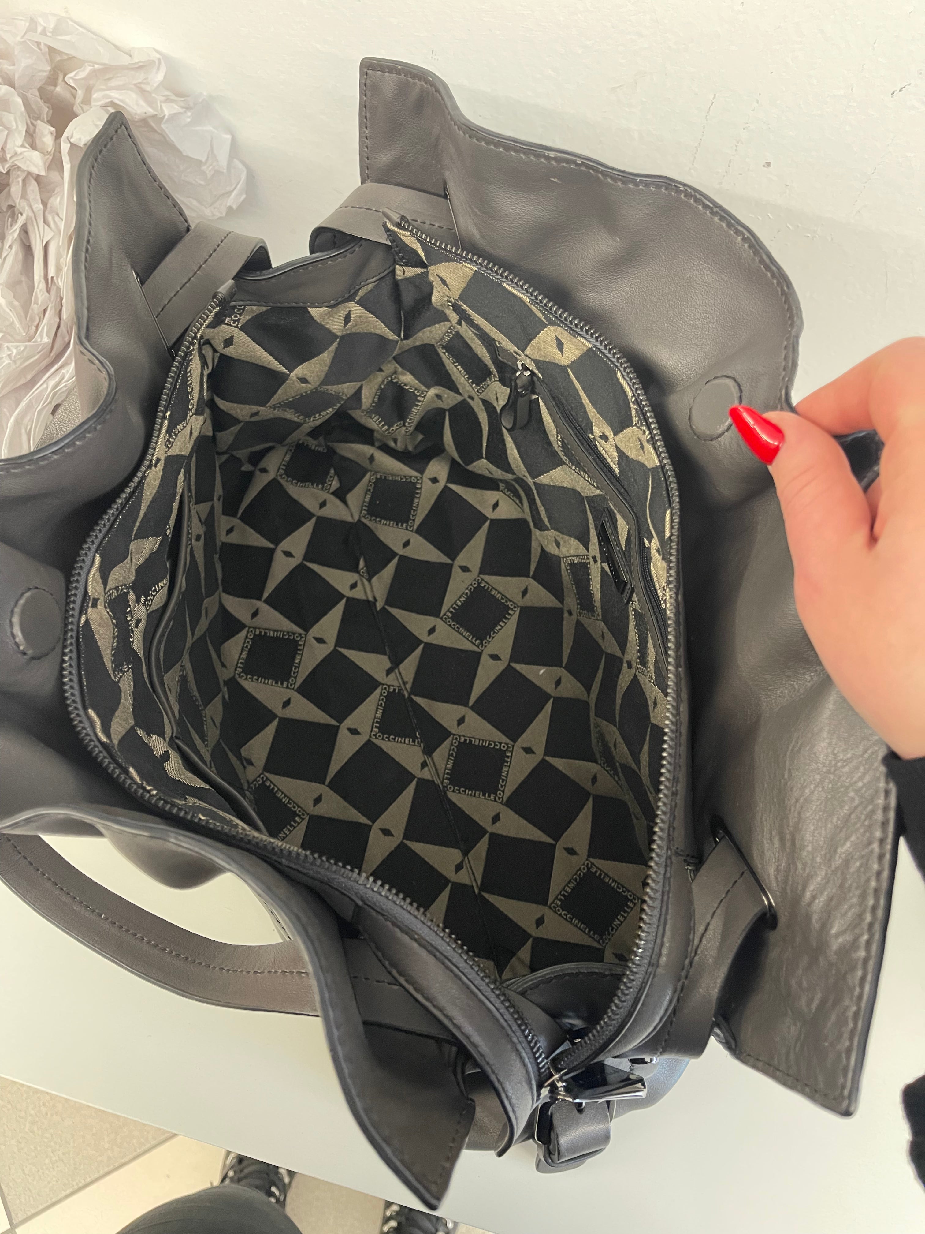 Borsa Grigia Coccinelle In Pelle