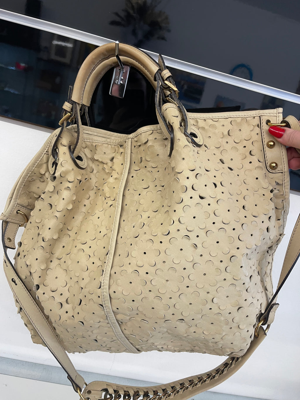 Borsa Beige In Pelle Andrea Mabiani Fiorellini
