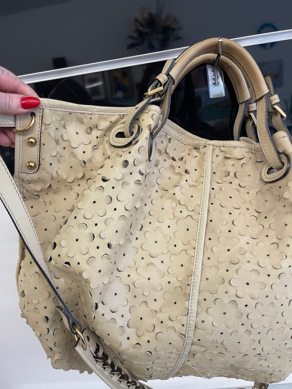 Borsa Beige In Pelle Andrea Mabiani Fiorellini
