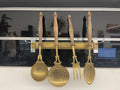 Set Appeso Con 4 Utensili Cucina Ottone E Legno