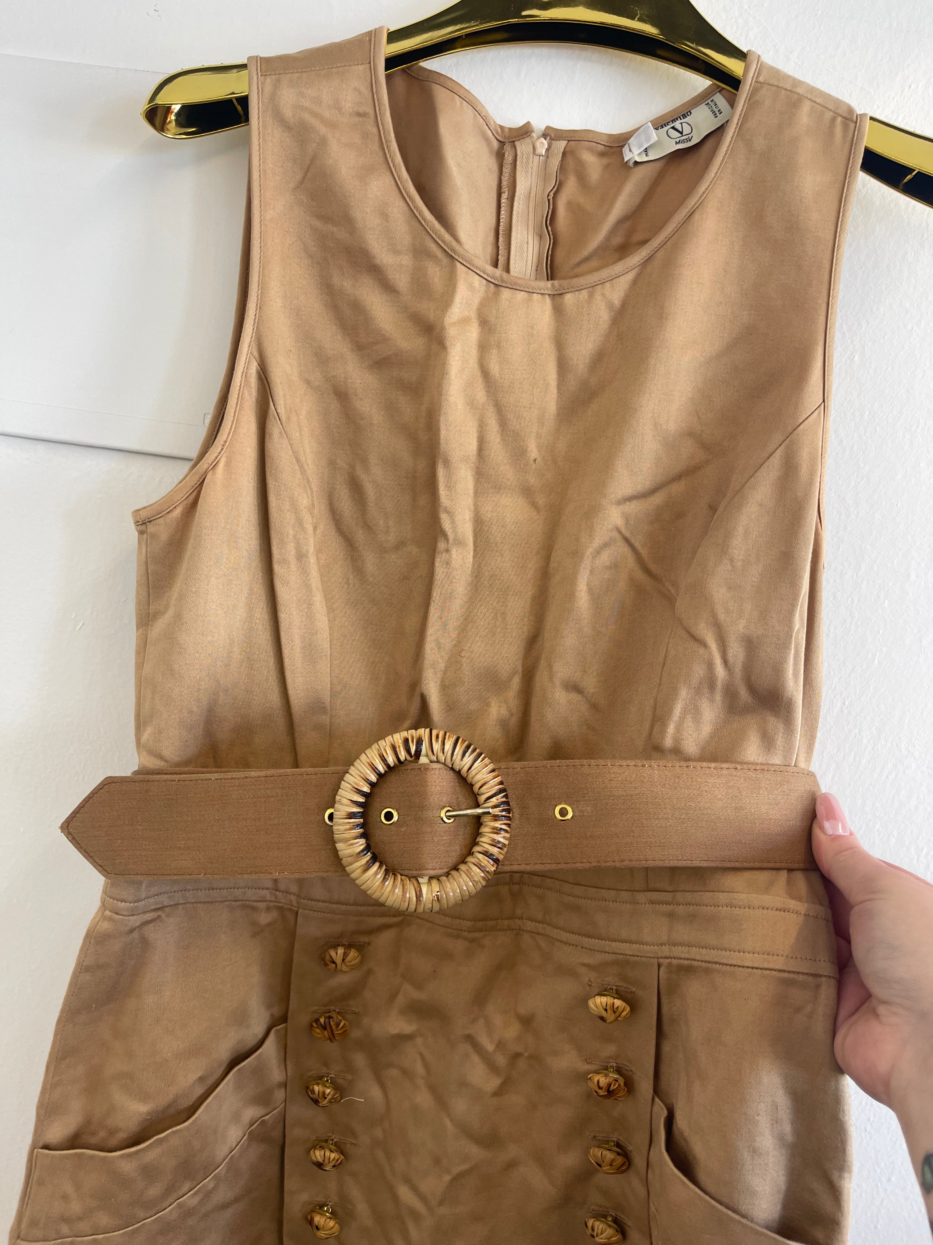 Vesitito Smanicato Beige Valentino Miss V  Con Cintura Tg 46