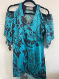 Vestito Azzurro Nero Scollo V Manitu Tg 40