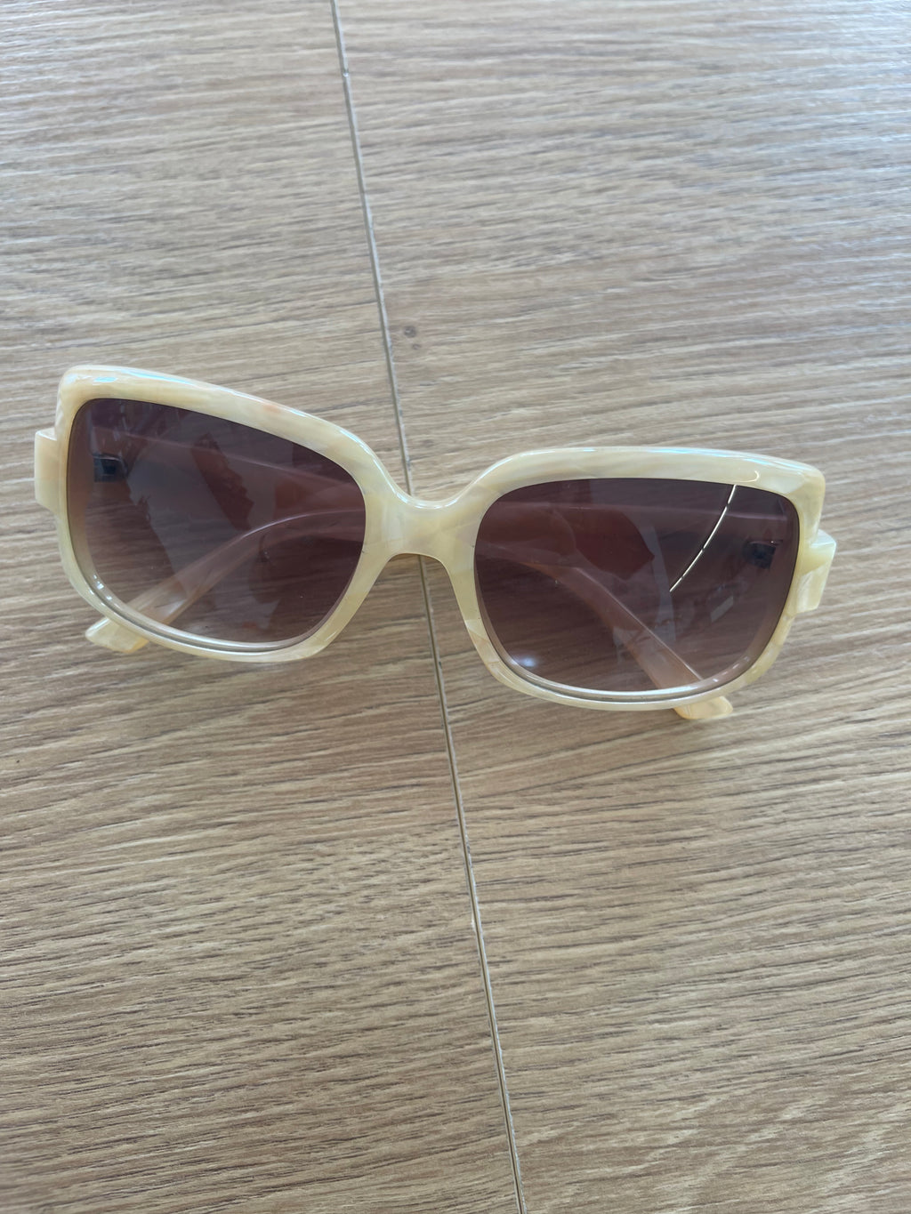 Occhiali Da Sole Oversize Christian Dior Avorio Beige Anni '60 2 Try02 56-17-130
