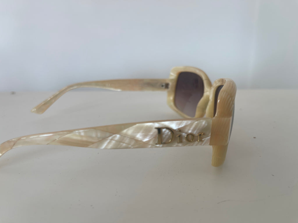 Occhiali Da Sole Oversize Christian Dior Avorio Beige Anni '60 2 Try02 56-17-130