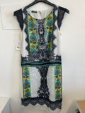 Vestito Fantasia Maori Floreale Verde Bianco Nero Motivitg M