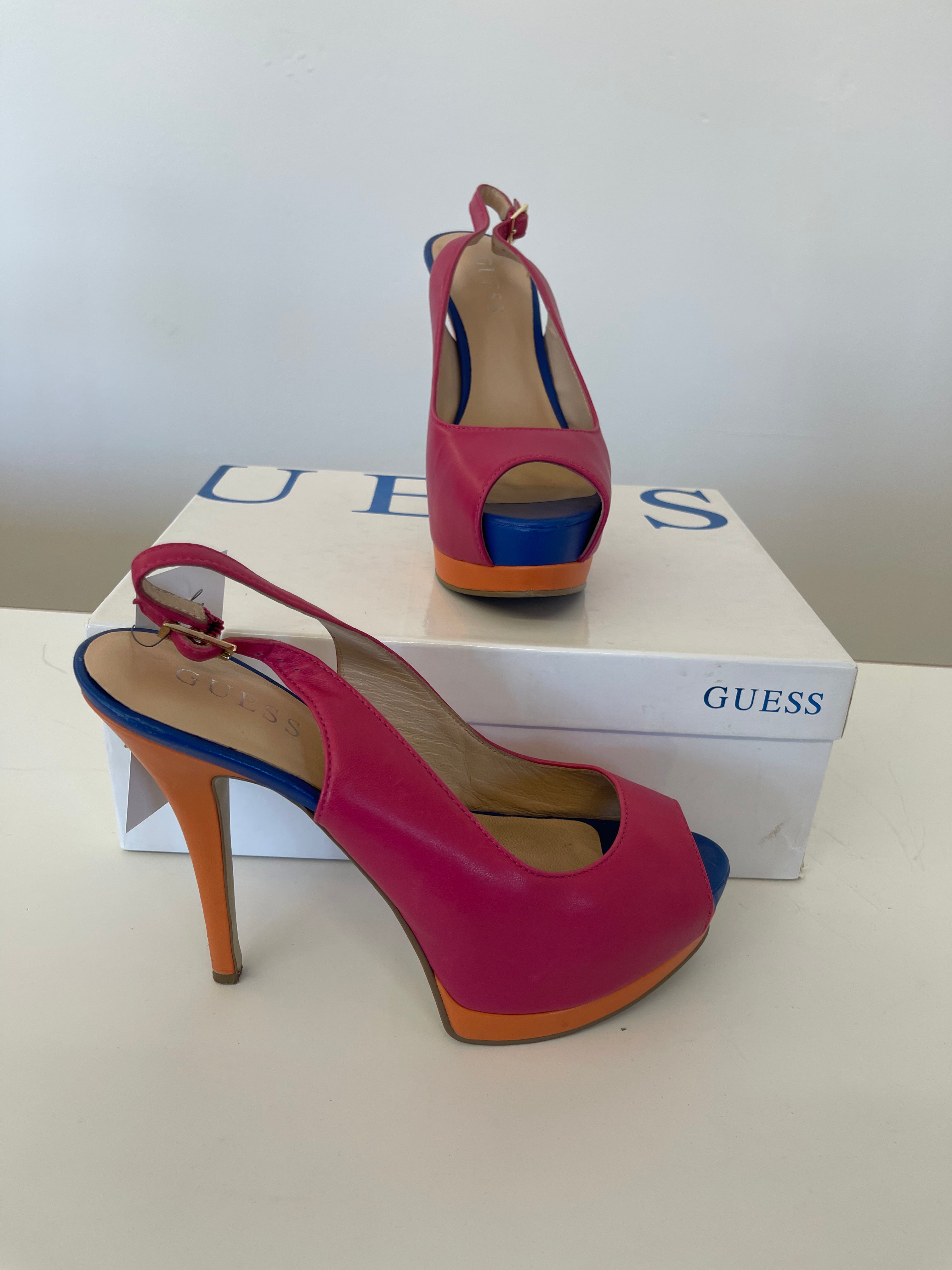 Sandalo Tacco Rosa Arancione Blu Guess N 36