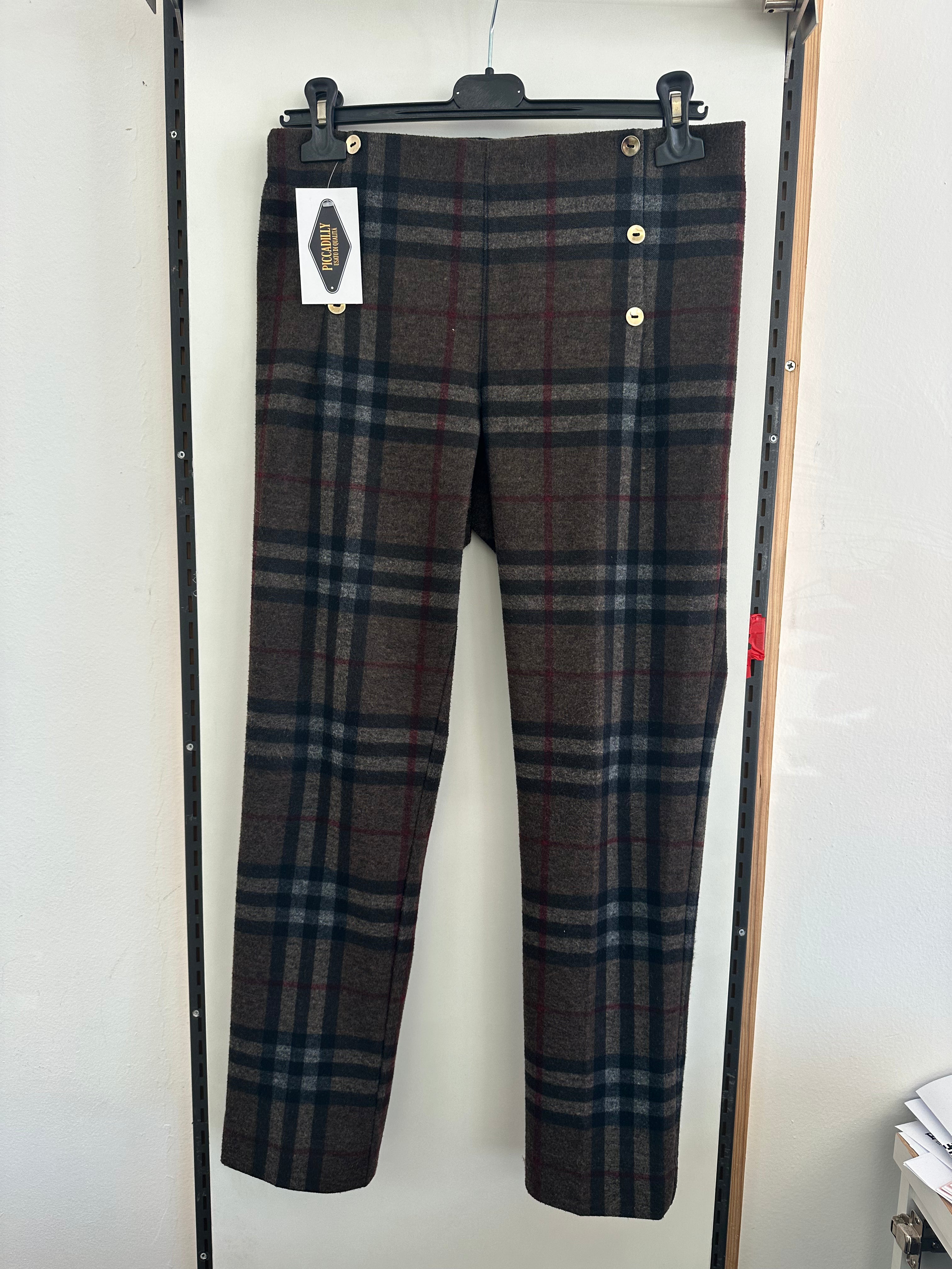 Pantalone Quadretti Marorne Bottoni Dorati Tg S/m