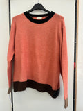 Maglione Misto Lana Rosa Collo Nero Bordo Marrone H2o Italia Tg L