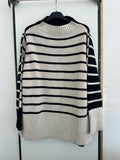 Maglione Righe Bianco Nero Misto Lana Tg L