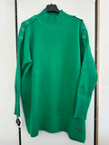 Maglioncino Collo Alto Verde Bottoni Spalle Tg S/m
