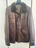 Giubbotto Pelle Marrone Collo Ecopelo Tg 58