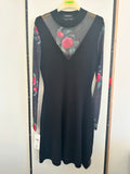 Abito Tubino  Nero Velato Floreale Desigual Tg M